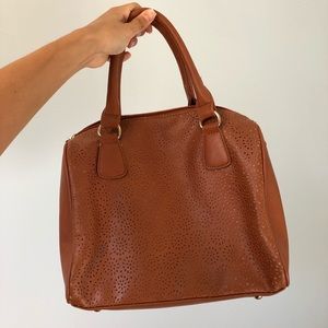 Cutout Leather Zipper Tote Bag Purse